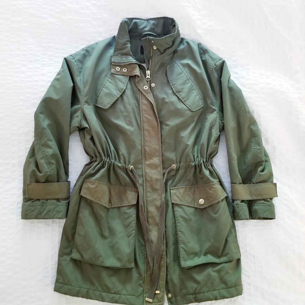 H&M I Green Tan Utility Fleece Jacket Coat Rain Repellent